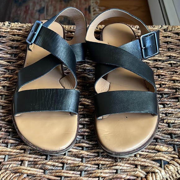 Black Leather Sandals - Picture 1 of 4